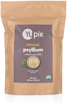 Yupik Organic Whole Husk Psyllium 95% Superfood, 8.8 Ounce, Non-GMO, Vegan, Gluten-Free, Packaging may vary Yupik