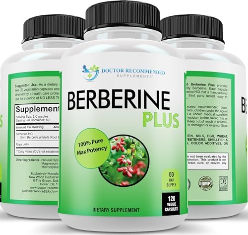 DOCTOR RECOMMENDED SUPPLEMENTS Berberine Plus 1200mg Per Serving - 120 Veggie Capsules with Royal Jelly DOCTOR RECOMMENDED SUPPLEMENTS