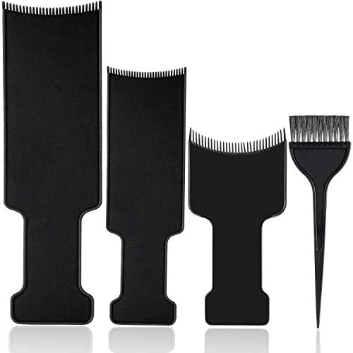 Mudder 4 Pieces Balayage Highlighting Board with Teeth Hair Dye Paddle Highlighting Brush cooboard for Balayage Board Comb for Hair Dye Mudder