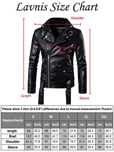 Lavnis Men's PU Leather Jacket Causal Belted Faux Leather Motorcycle Jacket Zipper Biker Coat Lavnis