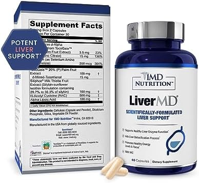 1MD LiverMD - Liver Support Supplement | Siliphos Milk Thistle Extract - Highly Bioavailable, for Liver Support | 60 Capsules (Капсулы) 1MD Nutrition