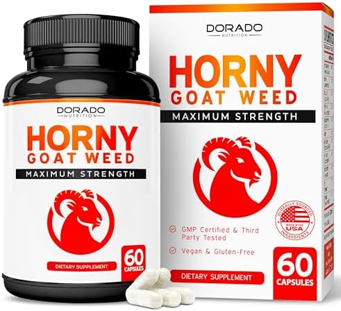 Horny Goat Weed For Men and Women - [Maximum Strength 1590mg] - Maca, Ginseng, L-Arginine, Tribulus - Premium Hornygoatweed For Men - Icariin Epimedium For Men - 3rd Party Tested - USA Made - 60 Count DORADO NUTRITION