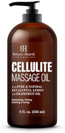 Botanic Hearth Cellulite Massage Oil - Cellulite Oil for Thighs - Unique Blend of Massage Essential Oils - Improves Skin Tone, Skin Firmness & Tightness - 8 fl oz Botanic Hearth