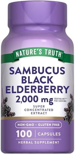 Nature's Truth Black Elderberry Capsules (Капсулы) | 100 Count | Super Concentrated Sambucus Extract | Non-GMO and Gluten Free Supplement Nature's Truth