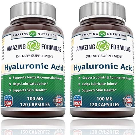 Amazing Formulas Hyaluronic Acid Capsules (Капсулы) Supplement- Support Healthy Connective Tissue and Joints - Promote Youthful Healthy Skin (200 mg, 120 Count) Amazing Nutrition