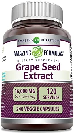 Amazing Formulas Grapeseed Extract 16000mg Per Serving (Порция) Veggie Capsules (Капсулы на растительной основе) Supplement | 20:1 Extract | Non-GMO | Gluten Free | Made in USA (120 Count) Amazing Nutrition