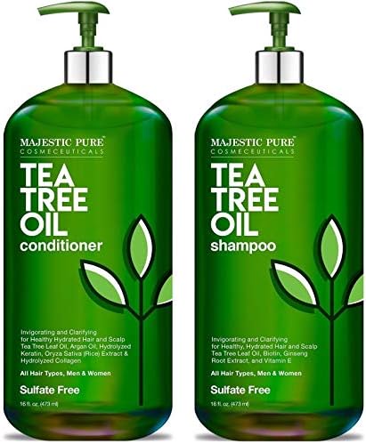 Majestic Pure Tea Tree Shampoo for Men and Women - Hydrating Formula Fights Dandruff, Lice and Itchy, Irritating or Dry Scalp - For All Hair Types - Sulfate Free 16 fl oz (pack of 2) Majestic Pure