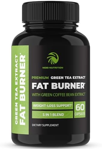 Green Tea Weight Loss Pills with Green Coffee Bean Extract | 45% EGCG | Belly Fat Burner, Metabolism Booster, & Appetite Suppressant for Women & Men | Vegan, Gluten-Free Supplement | 60 Capsules (Капсулы) Nobi Nutrition