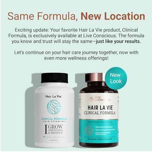 Hair La Vie Live Conscious Clinical Formula Hair Growth Vitamins for Women and Men w/Biotin 5000mcg, Collagen & Saw Palmetto (Pack of 1) Hair La Vie