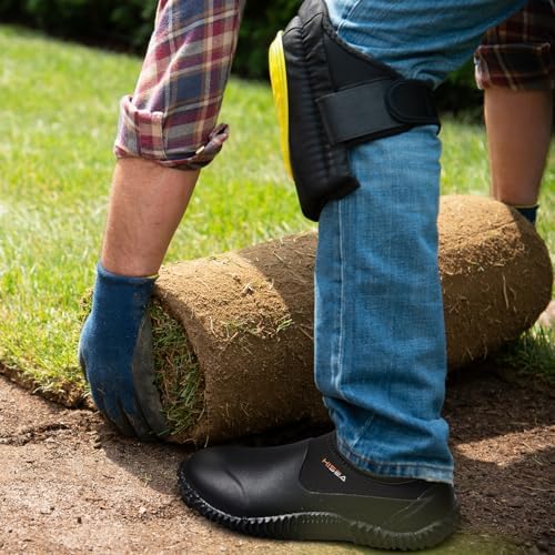 HISEA Unisex Waterproof Garden Shoes, Men's Ankle Rain Boots Women's Slip-On Footwear Rubber Neoprene Camp Booties Outdoor Rain Shoe for Gardening, Farming, Camping, Car Wash, Lawn Care and Yard Work HISEA