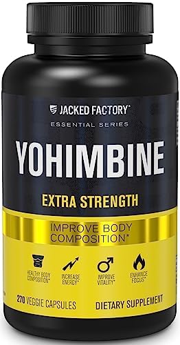 Jacked Factory Yohimbine Extra Strength Supplement, 270 Capsules (Капсулы) - Premium Yohimbe Bark Extract for Experienced Users - Body Recomposition, Energy & More - Zero Fillers - 270 Veggie Capsule Pills Jacked Factory