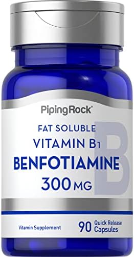 Piping Rock Benfotiamine 300mg | 90 Capsules (Капсулы) | Fat Soluble Vitamin B1 | Non-GMO, Gluten Free Supplement Piping Rock