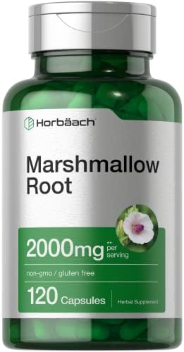 Horbäach Marshmallow Root Capsules | 2000mg | 120 Count | Non-GMO & Gluten Free | Traditional Herb Extract Horbäach