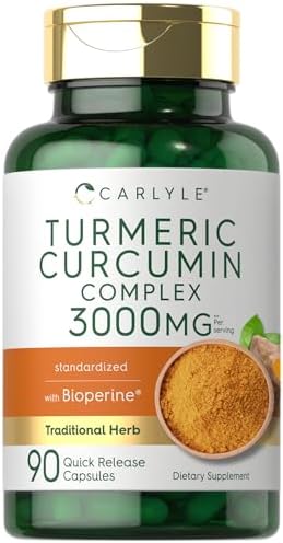 Carlyle Turmeric Curcumin with Black Pepper 3000mg | 90 Powder (Порошок) Capsules (Капсулы) | Complex Supplement with Bioperine | Non-GMO, Gluten Free Carlyle