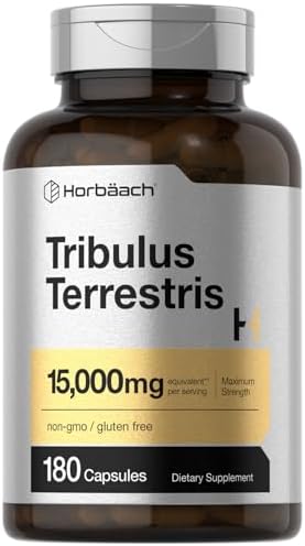 Horbäach Tribulus Terrestris for Men 15000mg | 180 Capsules | Maximum Strength | Non-GMO, Gluten Free Extract Supplement Horbäach