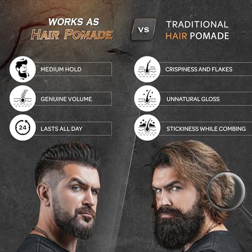 Bossman Hair & Beard Pomade - All Day Hold, Control and Moisturizing Hair, Beard and Moustache Styling Product - Natural Strong Hold Pomade - Made in USA (Gold Scent) Bossman