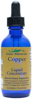 Eidon Ionic Minerals Copper - Copper Supplement, Liquid (Жидкость) Concentrate, Mineral Dietary Supplement for Red Blood Cell Support & Healthy Skin - 2 Ounce Bottle Eidon Ionic Minerals