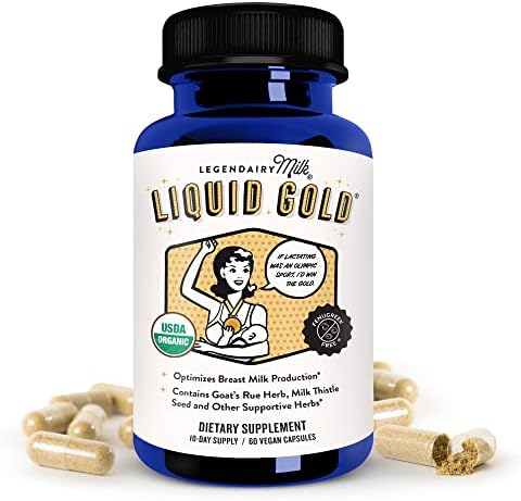 Legendairy Milk Liquid (Жидкость) Gold Lactation Supplement, Organic Goat's Rue Lactation Support with Milk Thistle, Shatavari, Fennel, Alfalfa and Anise, Breastfeeding Supplements, 60 Vegan Capsules (Веганские капсулы) Legendairy Milk