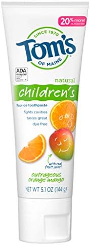 Tom's of Maine Natural Kid's Fluoride Toothpaste, Outrageous Orange Mango, 5.1 oz. Tom's of Maine