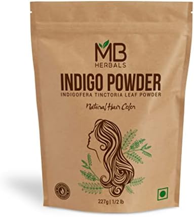 MB Herbals Indigo Powder 100 Gram for Hair Color (3.5 oz) | 100% Pure Indigofera tinctoria Leaf Powder | Serves 2 Applications for Shoulder Length Hair MB Herbals