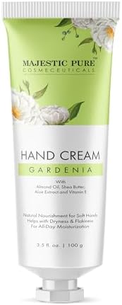 Majestic Pure, Gardenia Hand Cream | 100% Pure & Natural | Helps in Nourishment and Soft Hands | Almond Oil, Aloe Vera Extract, Shea Butter | 3.5 Fl Oz Majestic Pure