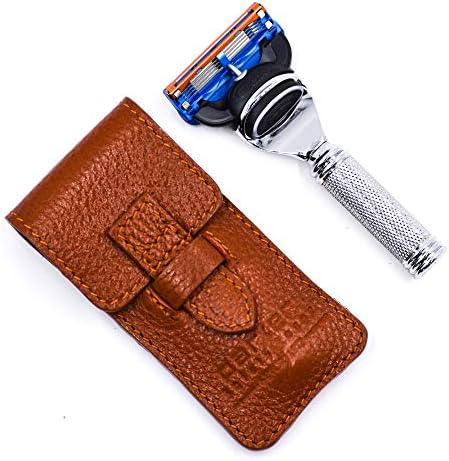 Турб razor с 5 лезвиями Gillette Fusion, чехол из натуральной кожи, 7 см Parker Safety Razor