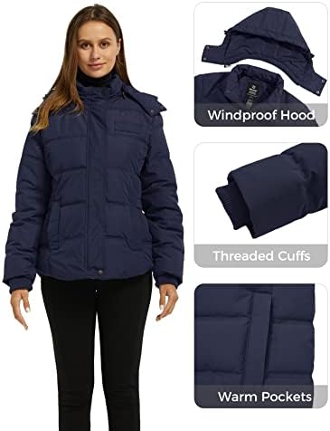 wantdo Women's Lightweight Down Coat Black Small Women's Quilted Winter Parka Coats Navy S wantdo