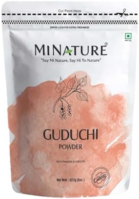 USDA Organic Guduchi, Giloy Powder by mi Nature| (Tinospora Cordifolia) | Supports Healthy Digestion | Immunity Booster| Indian Giloy Powder | 227g (8oz) (1/2 lb) | Resealable Zip Lock Pouch Minature