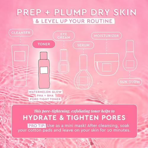 Glow Recipe PHA + BHA Face Toner - Korean Skin Care Toner, Pore Minimizer & Facial Exfoliator for Glass Skin - Tightening & Hydrating Skincare with Hyaluronic Acid & Watermelon (150ml) Glow Recipe