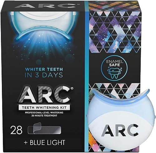 ARC Teeth Whitening Strip Kit with Blue Light, 28 Strips (14 Count Pack) ARC