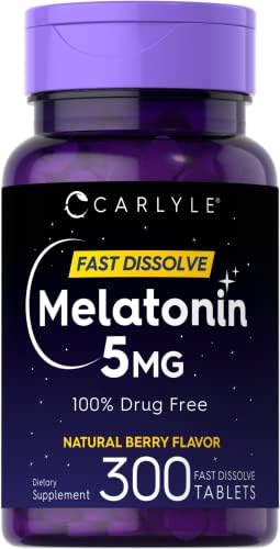 Carlyle Melatonin 5 mg Fast Dissolve 300 Tablets (Таблетки) | Berry Flavor | Vegetarian, Non-GMO Supplement Carlyle