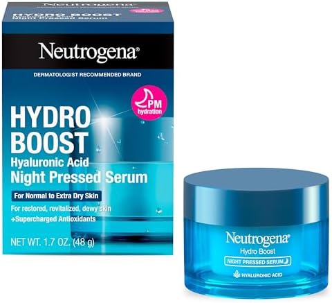 Neutrogena Hydro Boost Night Pressed Serum with Hyaluronic Acid For Face with Pro Vitamin B5, Rich Hydrating Face Serum for Dry Skin, Oil-Free, Non-Comedogenic, Fragrance Free, 1.7 OZ Neutrogena