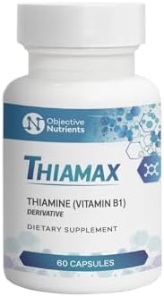 Thiamax Vitamin B1 (Thiamine TTFD) Capsules (Капсулы), No Fillers or Flow Agents, 100mg, 60 Count Objective Nutrients