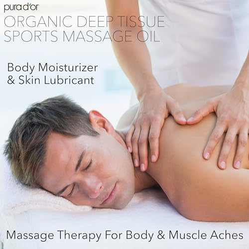 PURA D’OR 16 Oz Organic Anti-Cellulite Massage Oil for Toned Legs and Butt - Lemon Peel Oil, Moringa Oil, Grape Seed Oil, Grapefruit Oil & Eucalyptus Oil - Skin Firming & Tightening PURA D'OR