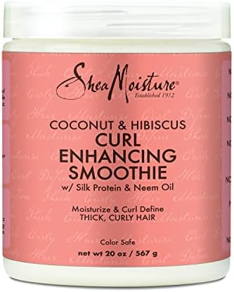 SheaMoisture Curl Enhancing Smoothie Hair Cream for Thick, Curly Hair Coconut and Hibiscus Sulfate Free and Paraben Free Curl Cream 20 oz SheaMoisture