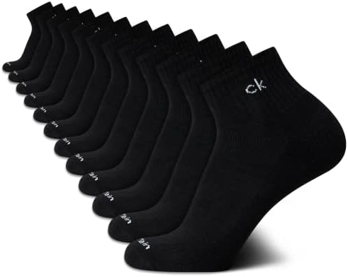 Calvin Klein Men's Socks - Athletic Cushioned Quarter Cut Ankle Socks (12 Pack) Calvin Klein