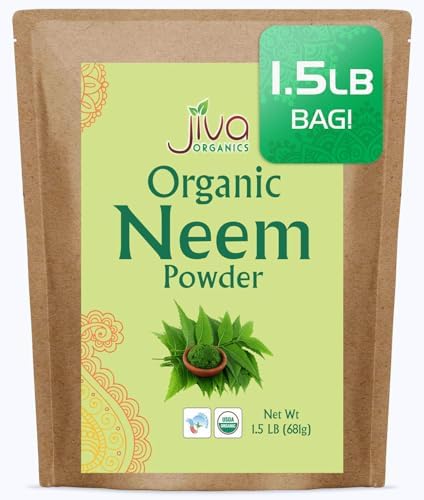 Порошок листьев нейма 680 г - органический сертифицированный продукт, чистый и натуральный Jiva Organics