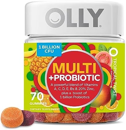 Olly Multi + Probiotic Adult Multivitamin Gummy, 1 Billion CFUs, Digestive and Immune Support Chewable Supplement, 35 Day Supply (70 Gummies (Жевательные конфеты)), Tropical Twist Olly