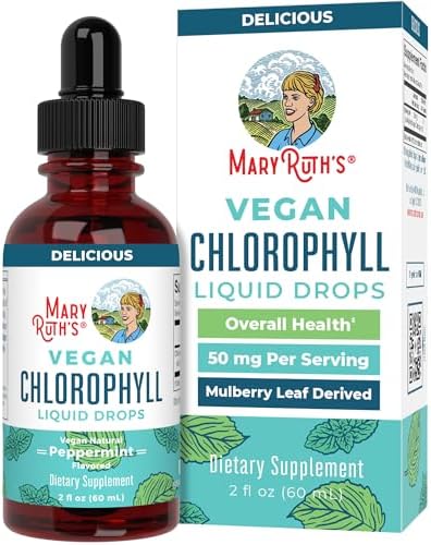 MaryRuth Organics Chlorophyll Liquid Drops (Жидкие капли), Clean Label Project Certified®, Vegan, Non-Diluted Liquid Chlorophyll| Mulberry Derived Supplement for Ages 14+, Non-GMO, Delicious Minty Flavor, 2 Fl Oz MaryRuth Organics