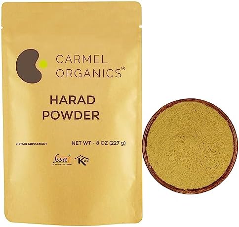 CARMEL ORGANICS Harad/Haritaki Fruit Powder 8 Ounce or 0.5 Lb/227 Grams(Pack of 1) | Natural | No Added Preservative | Non-GMO | Terminalia Chebula Powder CARMEL ORGANICS