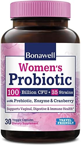 Bonawell Probiotics for Women 100B, with Organic Prebiotic, Cranberry for Feminine Health, Digestion & Immunity, Shelf-Stable, Delayed-Release, 30 Veggie Caps (Вегетарианские капсулы) Bonawell