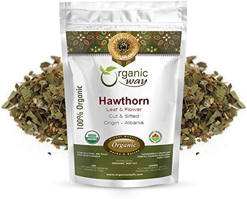 Organic Way Hawthorn Leaf and Flower Cut & Sifted (Crataegus monogyna) - Herbal Tea | European Wild-Harvest | USDA & Kosher Certified | Non GMO & Gluten Free | Origin - Albania (1LBS / 16Oz) Organic Way