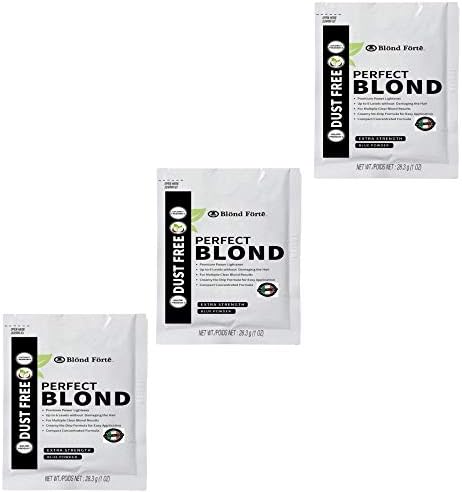 Perfect Blonde Toner Hair Dye Bleach Powder Lightener for Dark Hair Extra Strength Professional Formula (3 Packs of 1 Oz) – Made in Italy by Blond Forte (Blue Powder Lightener) Blond Forte