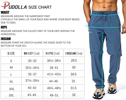 Pudolla Men's Workout Athletic Pants Elastic Waist Jogging Running Pants for Men with Zipper Pockets Pudolla