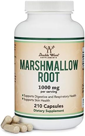 Marshmallow Root Capsules (Капсулы) (210 Count, 1,000mg per Serving (Порция)) High in Mucilage to Support Respiratory, Skin and Gut Repair (Vegan Safe, Gluten Free) by Double Wood Double Wood Supplements