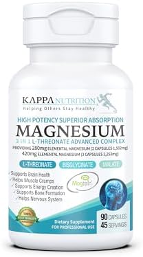 (120 Capsules (Капсулы)), 2,253mg Per Serving (Порция), Providing 420mg Elemental Magnesium, L-Threonate, Bisglycinate Chelate, Malate, from Kappa Nutrition. KAPPA NUTRITION