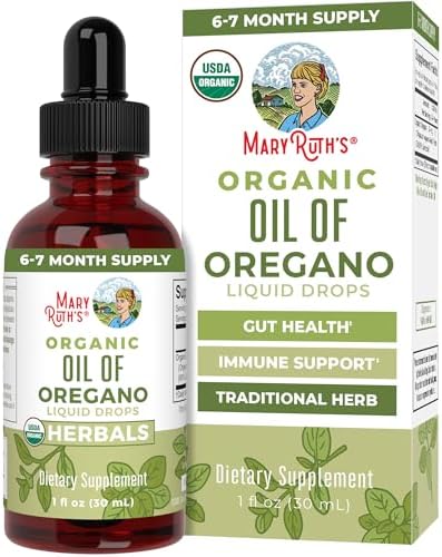 MaryRuth Organics Oregano Oil Drops (Капли) | 6 Month Supply | USDA Organic Oil of Oregano Liquid (Жидкость) | Herbal Blend for Immune Support | Digestive Health | Overall Health | Vegan | Sugar Free | Non-GMO | 1 Fl Oz MaryRuth Organics