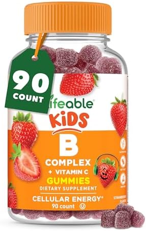 Lifeable Vitamin B Complex with Vitamin C for Kids - Great Tasting Natural Flavor Gummy Supplement - with Niacin, B6, Folic Acid, B12, Biotin & Pantothenic Acid - Energy and Nerve Support, 90 Gummies (Жевательные конфеты) Lifeable