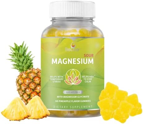 BeLive Magnesium Gummies (Жевательные конфеты) 200mg - 60 Ct | Magnesium Glycinate Supplements for Relaxation, Stress Relief, and Sleep for Adults & Kids - Tasty and Tangy Pineapple Flavor BeLive