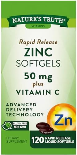 Nature's Truth Zinc with Vitamin C | 50mg | 120 Softgels (Мягкие капсулы) | Non-GMO & Gluten Free Supplement Nature's Truth